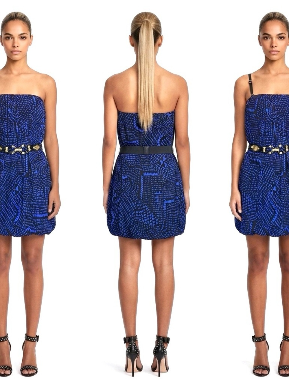 NWT BCBGMAXAZRIA Strap Print Dress Belt Tubetop Jersey Size S Purple $218